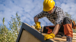 Roofer installing a new roof